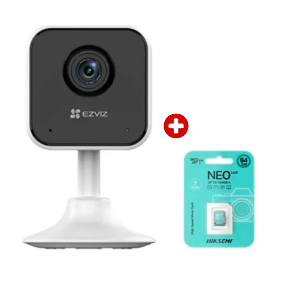 Imagen 1 del producto Cámara Ezviz H1C fija interior Wi-Fi Full HD + Micro SD 64GB, visión nocturna, audio bidireccional, blanco